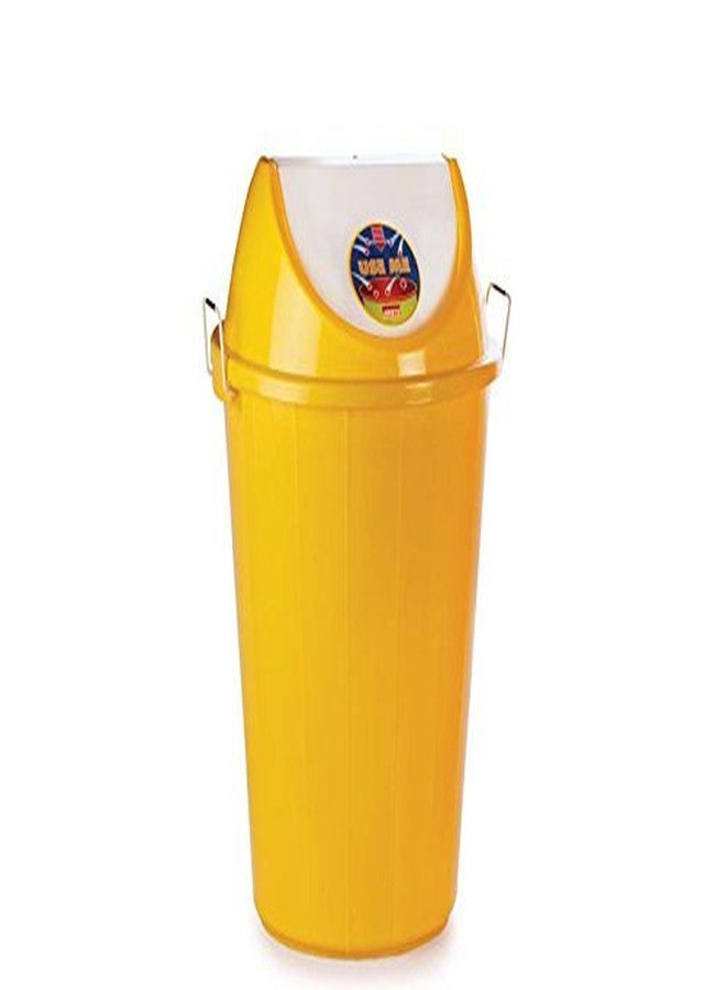 ARISTO Plastic Swing-Lid Garbage Waste Dustbin, 60 Litres, Yellow - Image 1
